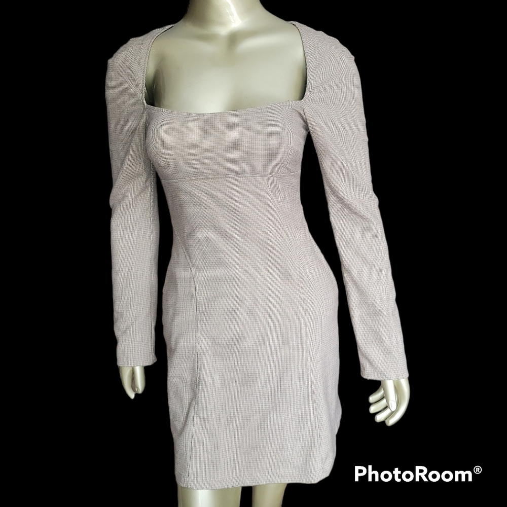 Zara checked square neck dress